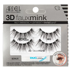 Ardell 3D Faux Mink 863 lashes with natural texture detail for seamless blending