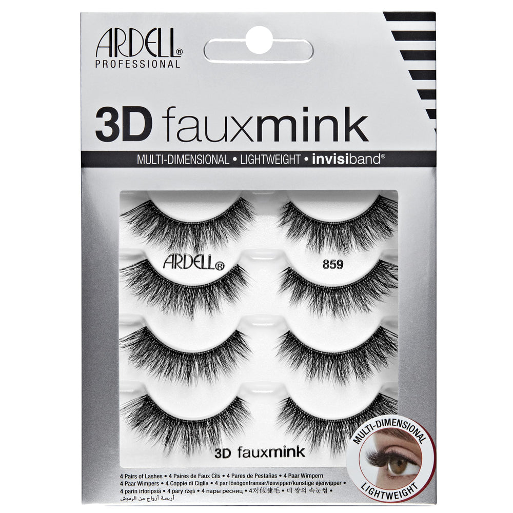 Ardell 3D Faux Mink Lashes Invisiband Demi Wispies pack front view for bold, lightweight look