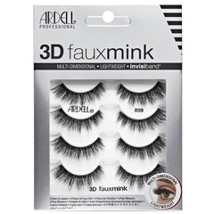 Ardell 3D Faux Mink Lashes Invisiband Demi Wispies pack front view for bold, lightweight look
