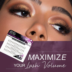 Ardell Double Up Individuals knotted medium black on-eye shot shows feathery fullness instantly.