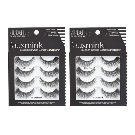 Ardell Faux Mink 811 lashes with Invisiband, closeup for natural lift and easy wear.