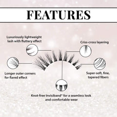 Ardell Faux Mink Lashes 814 Black Invisiband reveals seamless lash line and comfortable wear.