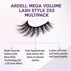 Ardell Mega Volume 253 lashes pack shows reusable design for multiple wears.