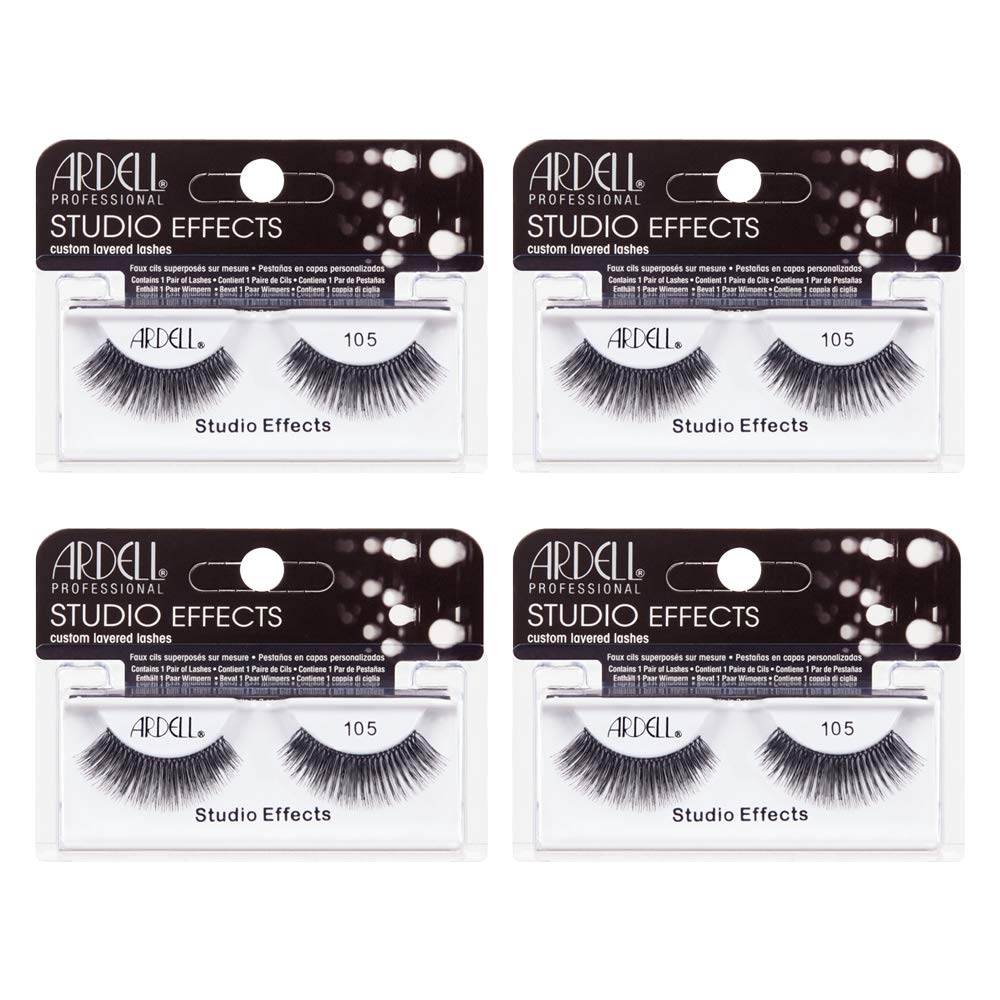 Ardell Studio Effects 105 layered lashes for full flutter and reusable wear.