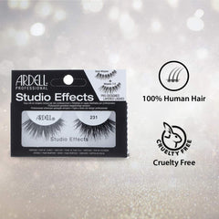 Ardell Studio Effects 231 handcrafted lashes offer precise blending with natural fibers.