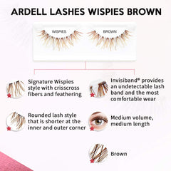Ardell Wispies Brown long length adds eye-opening, natural volume.