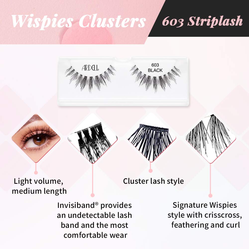 Ardell Wispies Cluster 603 feathered lashes deliver soft, natural definition.
