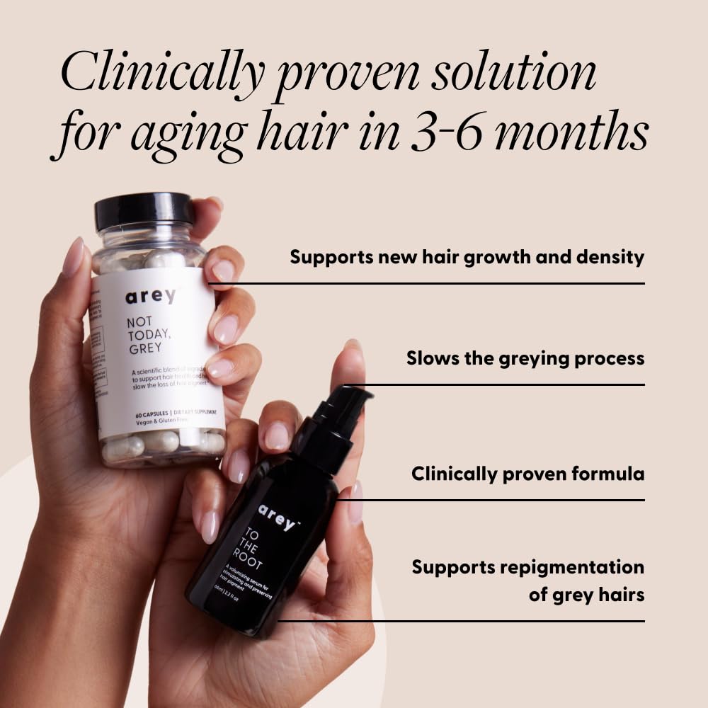 Arey Not Today Grey Supplement capsules supporting daily hair health