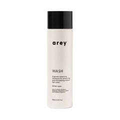 Arey Wash Shampoo bottle pour for easy application and pigment protection.