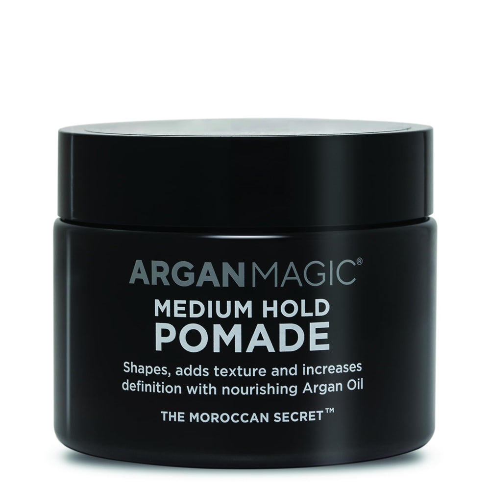 Cruelty-free, paraben-free Argan Magic pomade for healthy hair care.