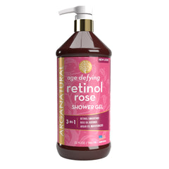 Arganatural Retinol Shower Gel bottle pour, promoting hydration and a refreshing cleanse.