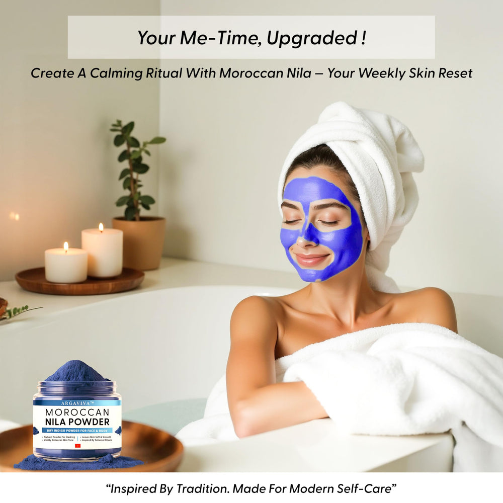 Argaviva Nila Powder hair-care application with indigo hints