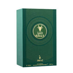 ARIAZ G.O.A.T Men edp boxed packaging conveys gift-ready luxury