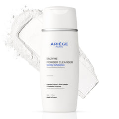 ARIÈGE PARIS Enzyme Powder Cleanser shows powder-to-foam transformation for a gentle cleanse.