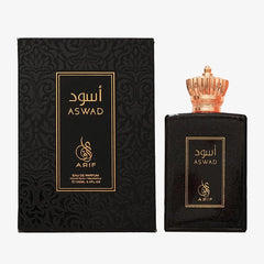 ARIF Aswad bottle front view showing premium packaging and long lasting scent