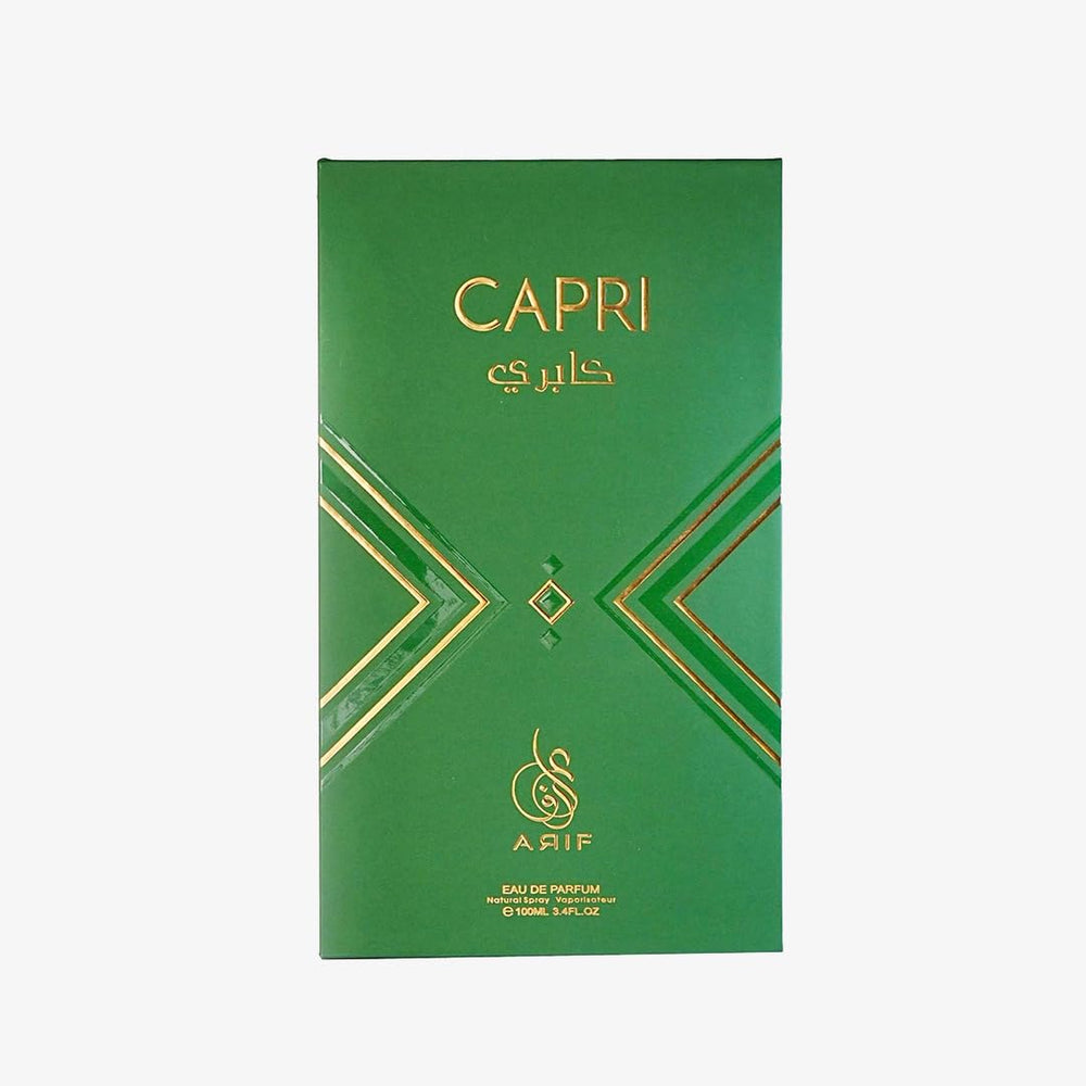ARIF Capri perfume glass vial angled for a refined luxury aesthetic.