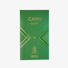 ARIF Capri perfume glass vial angled for a refined luxury aesthetic.