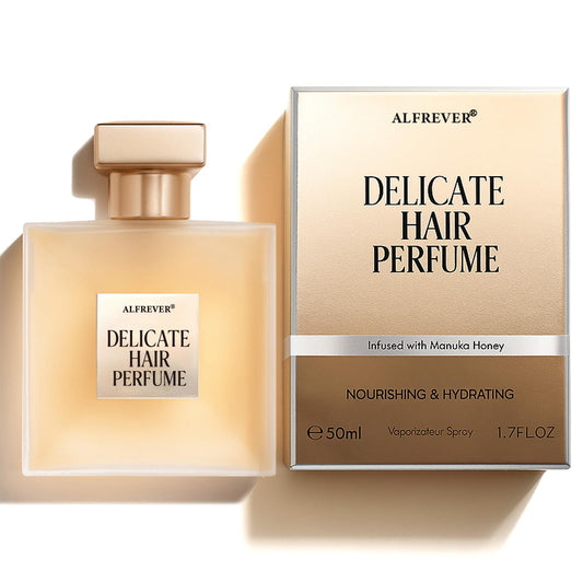 ARIOS Hair Perfume bottle close-up with natural fragrance.