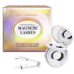ARIOS Magnetic Eyelashes Kit shows glue-free application for a natural look.