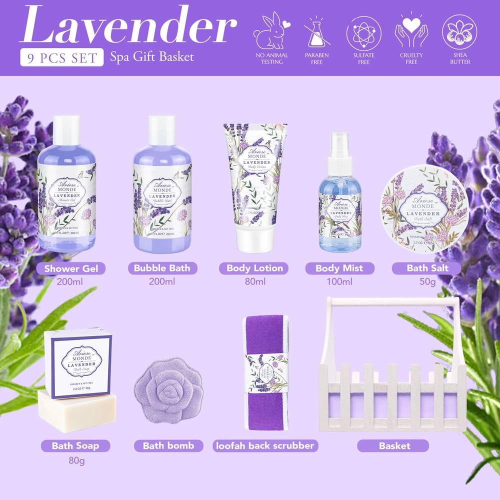 ArioseMonde lavender gift set with shower gel for refreshing cleansing routine.
