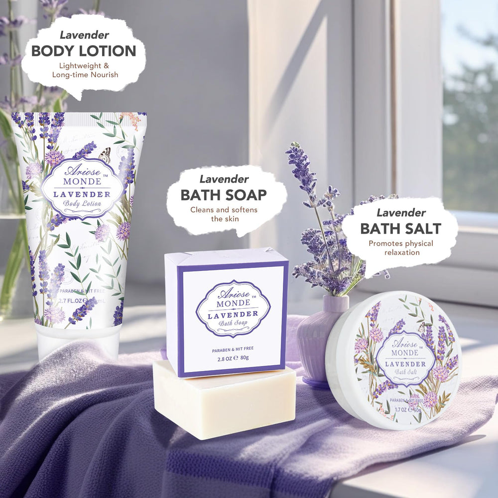 ArioseMonde spa gift basket with multi-use packaging for home pampering.