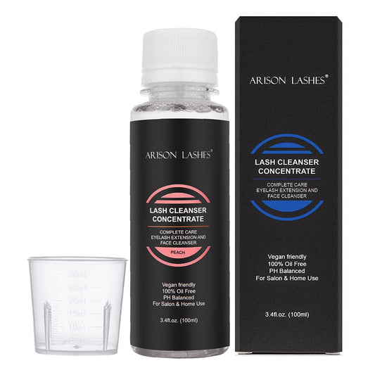 ARISON LASHES packaging for eyelash cleanser concentrate, ideal for home lash care