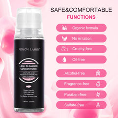 ARISON LASHES foaming cleanser closeup showing rich lather for delicate lashes.