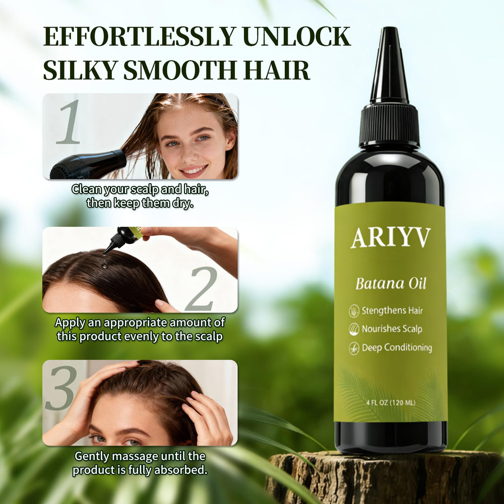 Hair shows shine and softness after using Ariyv Batana Oil.