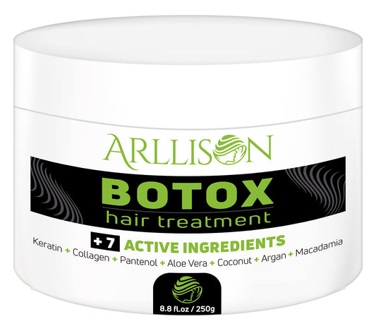 Arllison Botox Hair Treatment packaging highlights premium formula for frizz control.
