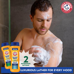 Arm & Hammer Essentials Cool Water 3-in-1 bottle showcased for daily cleansing.