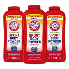 Arm & Hammer Sport Body Powder bottle displayed for long-lasting freshness