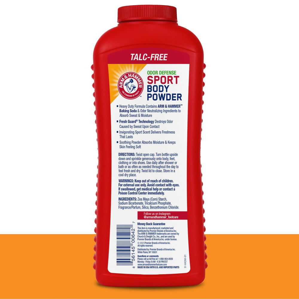 Close-up of the dispensing cap on Arm & Hammer Sport Body Powder for easy use