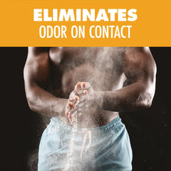 Powder sprinkled into sneakers to manage moisture during workouts