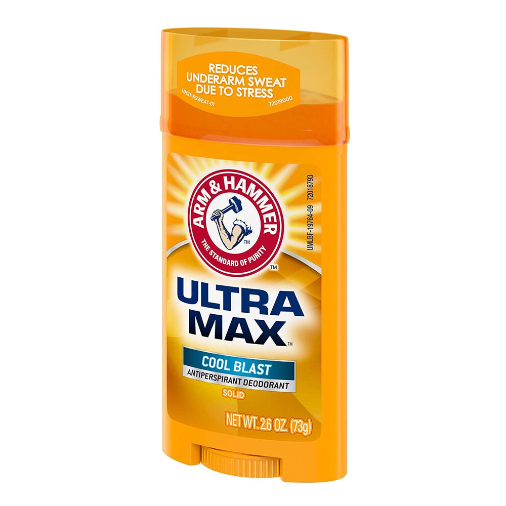Arm & Hammer Ultra Max Cool Blast held in hand illustrating compact, portable design.