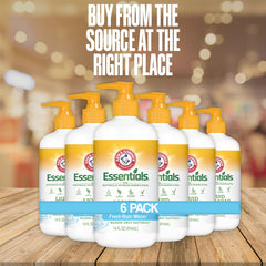 Arm & Hammer liquid hand soap pump dispenser shown for easy, mess-free refills.