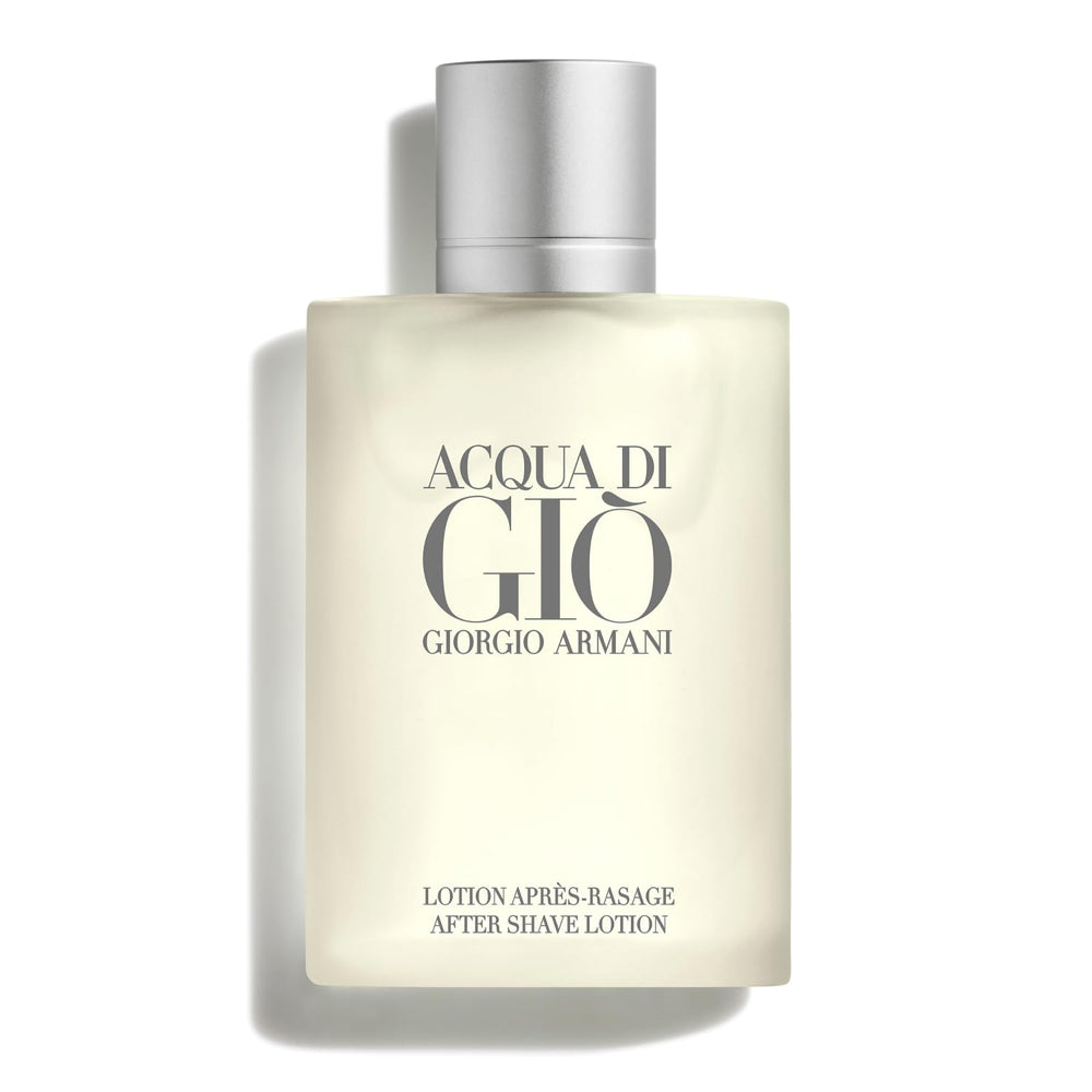 Armani Beauty Acqua di Gio after shave bottle front view shows a refreshing, long-lasting scent.