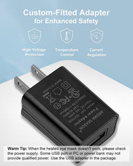 Aroma Season USB-powered eye mask connected to a power bank for portability.