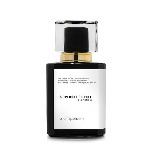 aromapassions SOPHISTICATED bottle pour shows elegant unisex fragrance for all-day wear