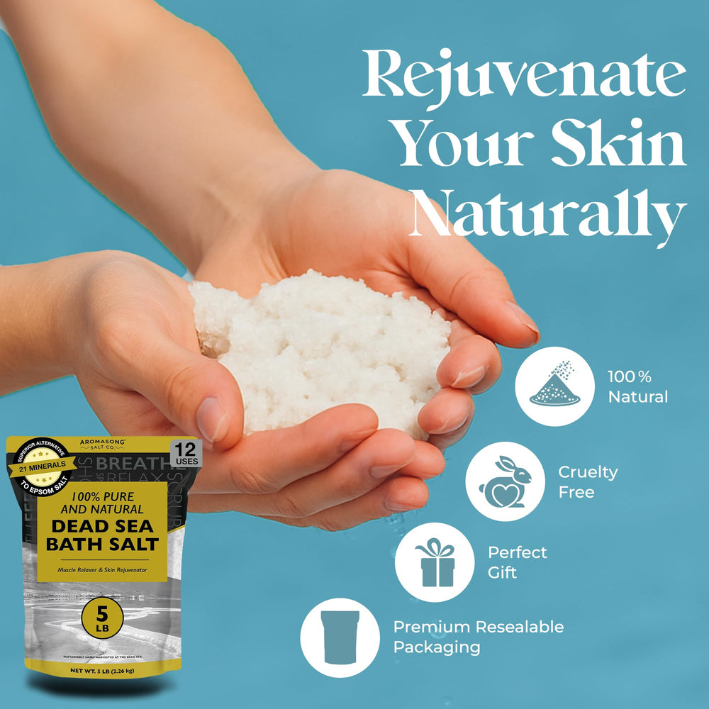 Aromasong Dead Sea Bath Salt for body scrub, exfoliation, and soft skin.
