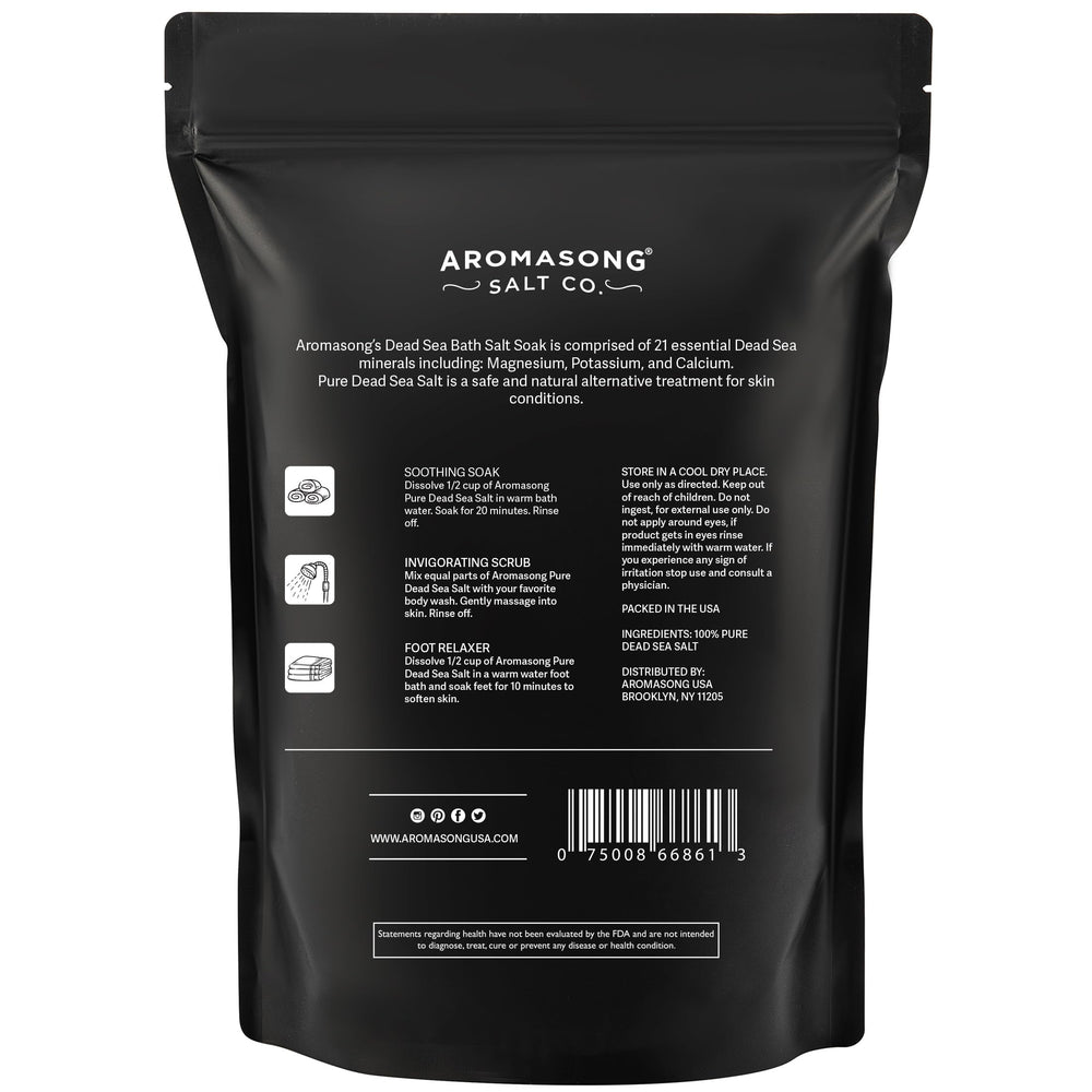 Aromasong Dead Sea Salt in a tranquil bathroom ambiance.