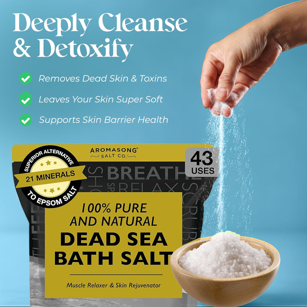 Aromasong bulk resealable packaging keeps bath salt fresh after opening.