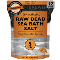 Aromasong Raw Dead Sea Bath Salt bottle ready for a relaxing soak