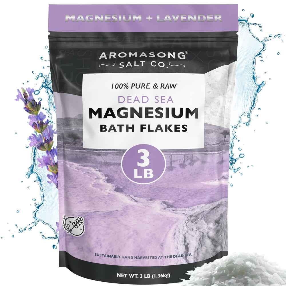 Aromasong RAW bath flakes crystals indicate premium Dead Sea minerals