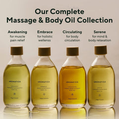 AROMATICA Embrace Body Oil daily routine promotes calm mood through aromatherapy.