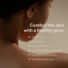 AROMATICA Embrace Body Oil texture showcasing non-greasy, light hydration.