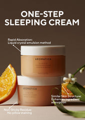 AROMATICA Glow Vita Goodnight Cream texture swatch shows creamy, quickly absorbing formula.