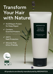 AROMATICA leave-in conditioner pump demonstrates even application for a smooth blowout.