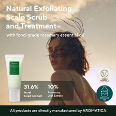 AROMATICA rosemary dandruff care set packaging highlights plant-based scalp care.