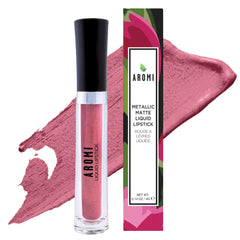 Aromi Dusty Rose Alpine Bloom swatch shows rosy-pink chestnut with metallic shimmer.