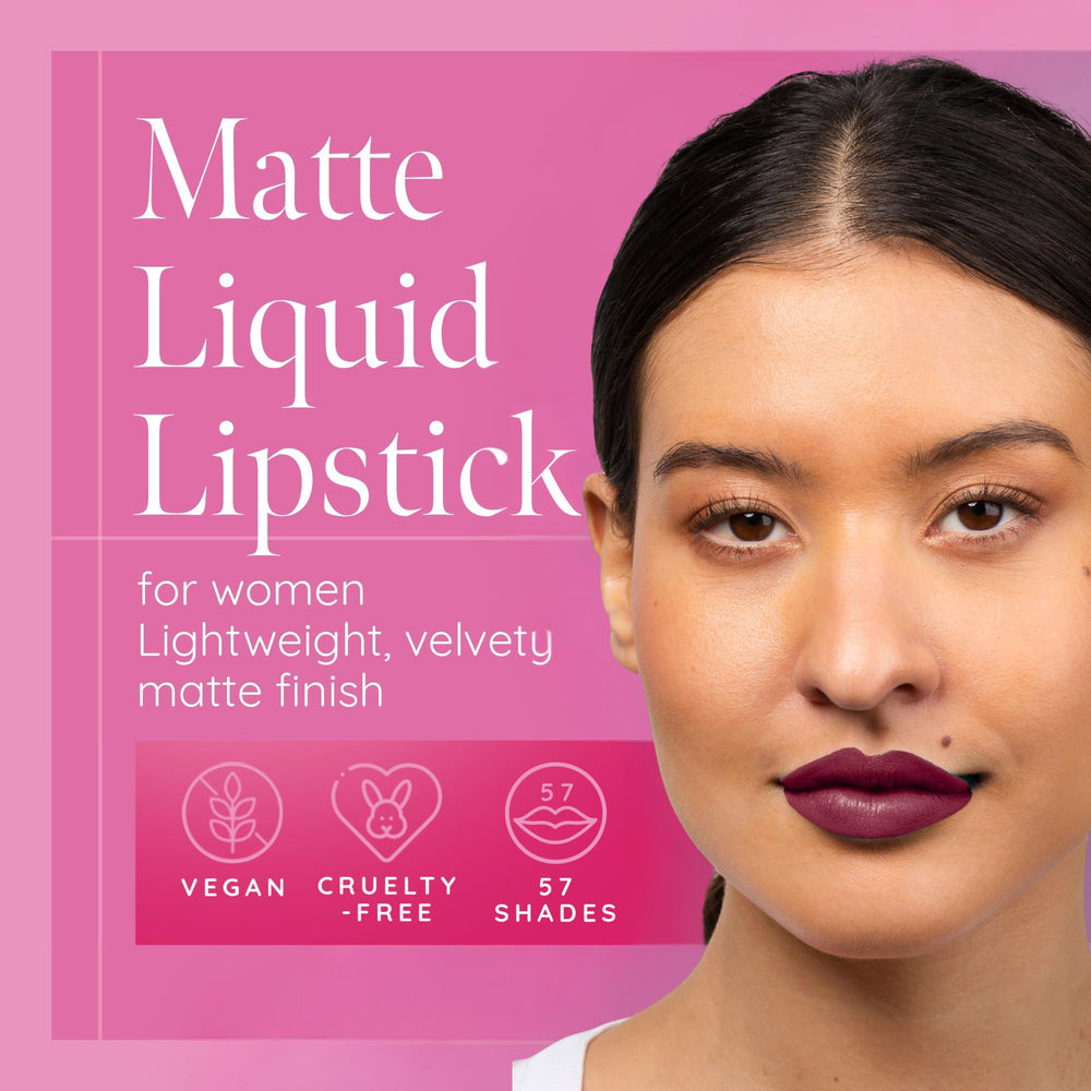 Aromi matte liquid lipstick applicator close-up shows smooth glide on lips.